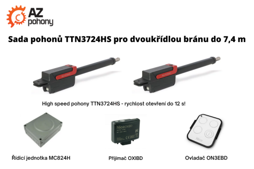 TTN3724HS kit - sada pohonů TTN3724HS pro dvoukřídlovou mohutnou bránu do 7,4 m průjezdu